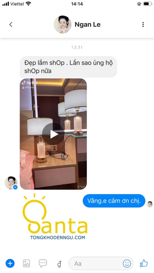 phàn hồi của khách hàng mua đèn bàn tại Đèn Santa